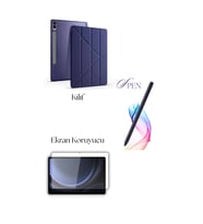 Fuchsia Galaxy Tab S10 Plus ile Uyumlu Tablet Kılıfı S Pen Tablet Kalemi Temperli Ekran Koruyucu Set