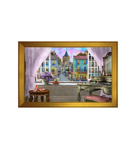 Manzara Temalı Kanvas Tablo 80 x 110 cm Gold Çerçeve