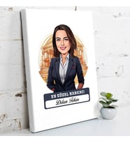 Kişiye Özel Hediye Karikatürlü En Güzel Bankacı Kanvas Tablo