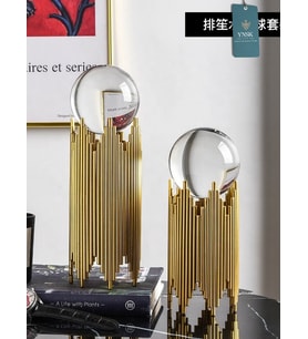 ORB  2'li Kristal Küre & Mat Gümüş Mimari Kaide Seti (Gold)