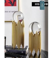 ORB  2'li Kristal Küre & Mat Gümüş Mimari Kaide Seti (Gold)
