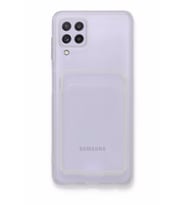 Samsung Galaxy A22/M32 Uyumlu Kamera Korumalı Şeffaf Kartlıklı CARD CASE