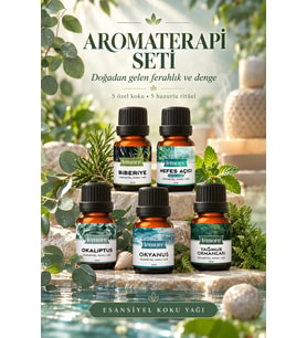 Aromaterapi Seti 5’li Esansiyel Uçucu Koku Yağı – Buhurdanlık ve Difüzör Esansı