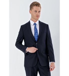 Lacivert Gabardin Mono Yaka 6 Drop Comfort Fit Rahat Kesim Basic Takım Elbise 1001240010