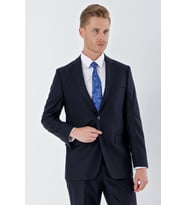 Lacivert Gabardin Mono Yaka 6 Drop Comfort Fit Rahat Kesim Basic Takım Elbise 1001240010