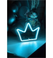 Neon Led Işıklı Çocuk Odası Masaüstü Kral Tacı Şekli Tablo 20x15 cm (Krem)