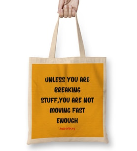 Mark Zuckerberg Quotes - Entrepreneurs Motivation İnspiration Success Gifts Bez Çanta Uzun Saplı