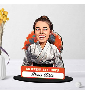 Kişiye Özel Kadın Judocuya Hediye Karikatürlü Biblo