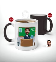 Kişiye Özel Coğrafya Öğretmeni Karikatürlü Sihirli Kupa Bardak-2 (Beyaz)