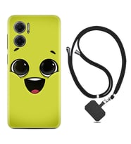 Xiaomi Redmi Note 11E Kılıf Resimli Boyun Askılı İpli Desenli Silikon Series White Green 1833