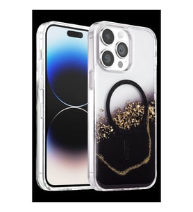Onegif Apple İphone 15 Pro Max Lotus Simli Magsafe Kapak - Siyah
