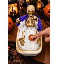 Halloween Hareketli Sesli Duş Alan İskelet Küvet Dekoru 26 cm Düğmeli Cadılar Bayramı Süsü