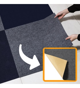 BEYLİNİ Kendinden Yapışkanlı Halıfleks Keçe Kaymaz Ev Tekne Ofis Yat Denizlicik Marina Karo Halısı 50x50 cm (Antrasit)