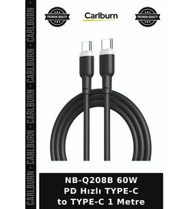 NB-Q208B 60W PD Hızlı TYPE-C to TYPE-C 1 Metre Bağlantı Aparatı Teknoloji Ürünü Telefon Kablosu