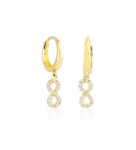 Sonsuz Altın Sallantılı Küpe 14K Gold Taşlı (Çok Renkli)