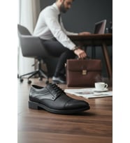 Enoch Erkek Hakiki Deri Klasik Ayakkabı Brogue Detaylı Ve Dokulu Saya Tasarımlı Bağcıklı Model