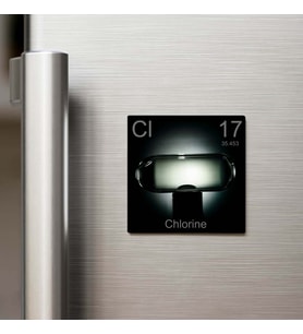 Chlorine (Klor) Elementi – Buzdolap Magneti – 9x9 cm