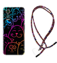 General Mobile GM 21 Pro GM 22 Pro Plus Kılıf Boyun Asklı Rasta Silikon Neon Cats 1790