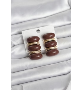 Kahverengi Vintage Model Gold Renk Kadın Küpe 5886 - 1OL3592-8643