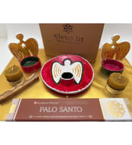 Yılbaşı Melek Palo Santo Tütsülük Mumluk Hediye seti - Hediyelik özel kutusunda (Kırmızı)