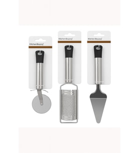 3’lü Paslanmaz Çelik Mutfak Seti – Pizza Kesici, Rende, Pasta Spatulası – Ergonomik Tutma Saplı