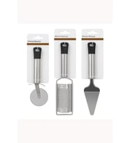 3’lü Paslanmaz Çelik Mutfak Seti – Pizza Kesici, Rende, Pasta Spatulası – Ergonomik Tutma Saplı