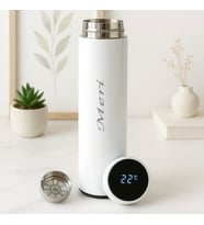 Kişiye Özel Beyaz 500 Ml Derece Göstergeli Termos