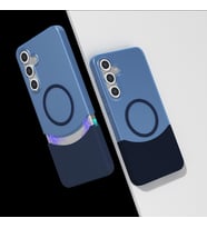 Samsung Galaxy S25 Plus Kılıf M-Safe Şarj Özellikli Mıknatıslı Çift Renk Duble K (Lacivert)