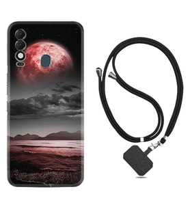 Tecno Spark 8T Kılıf Resimli Boyun Askılı İpli Desenli Silikon Series Red World 1836