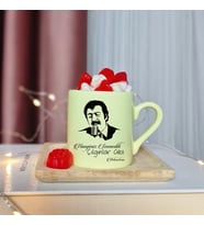 Müslüm Baba Tasarımlı Kişiye Özel Sarı Türk Kahvesi Fincanı