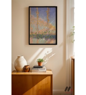 Claude Monet Kavaklar, Siyah Çerçeveli Duvar Tablosu - Sanatsever Hediyesi