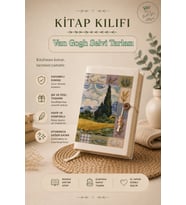 Patchwork Selvi Tarlası (Cypress Field) Kitap Kılıfı Dijital Baskılı Kumaş A5 Roman Kılıfı Van Gogh Claude Monet