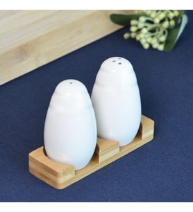 GRACE PORSELEN 2Lİ BAMBU STANDLI TUZLUK SETİ