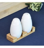 GRACE PORSELEN 2Lİ BAMBU STANDLI TUZLUK SETİ