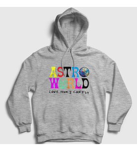 Presmono Unisex Gri Astroworld V3 Travis Scott Kapüşonlu Sweatshirt 44520tt (Gri)