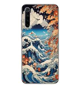 Redmi Note 8 Uyumlu Kanagawa Dalga Desenli Şeffaf Telefon Kılıfı