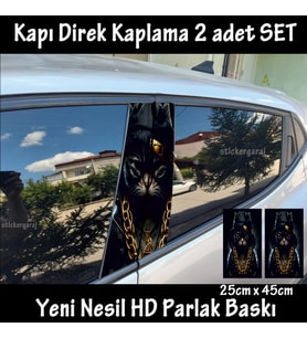 rapçi kolyelı kedi folyo - 2kapı için 2adet sticker kaplama - tuning modifiye