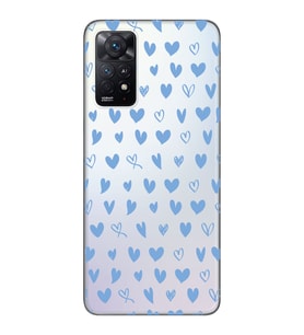 Redmi Note 11 Pro Uyumlu Mavi Kalpler Tasarımlı Şeffaf Telefon Kılıfı