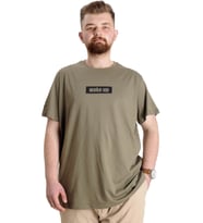 Mode XL Büyük Beden Erkek T-shirt KEEP THE GLOW 23149 Haki