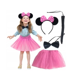 Minnie Kostüm Seti (Pembe Tütü Etek + Pembe Taç + Papyon + Kuyruk) (5343)