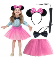 Minnie Kostüm Seti (Pembe Tütü Etek + Pembe Taç + Papyon + Kuyruk) (5343)