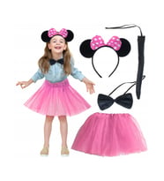 Minnie Kostüm Seti (Pembe Tütü Etek + Pembe Taç + Papyon + Kuyruk) (5343)
