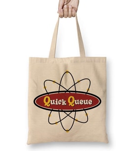 Atomic Symbol Quck Queue Logo Bez Çanta Uzun Saplı