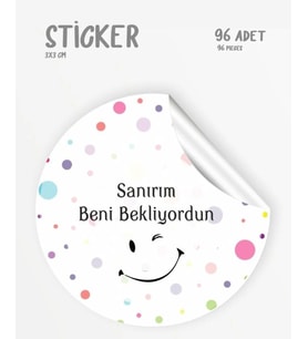 Sticker Paketleme Etiketi 3x3 Cm 96 Adet Sanırım beni bekliyordun