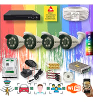 QROMAX 4 Kameralı Set - Yapay Zeka Özellikli Gece Renkli Gösteren 8 Warm Ledli TurboHD Güvenlik Kamerası Seti 3908W-104