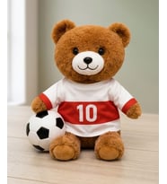 Oyuncak Peluş Kırmızı Beyaz Formalı Futbolcu Ayıcık 45 cm