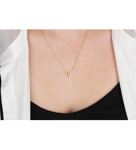 Glorria Gümüş 3 Boyutlu Minimalist Ü Harfi Kolye (Çok Renkli)