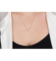 Glorria Gümüş 3 Boyutlu Minimalist Ü Harfi Kolye (Çok Renkli)