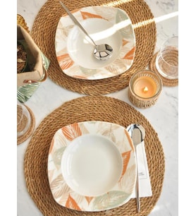 M Art Home Yaprak Porselen 2 li Yemek Tabağı (Çok Renkli)
