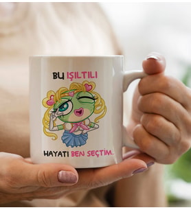 BK Gift Bu Işıltılı Hayatı Ben Seçtim Tasarımlı Beyaz Kupa Bardak, Arkadaşa Hediye, Doğum Günü Hediyesi